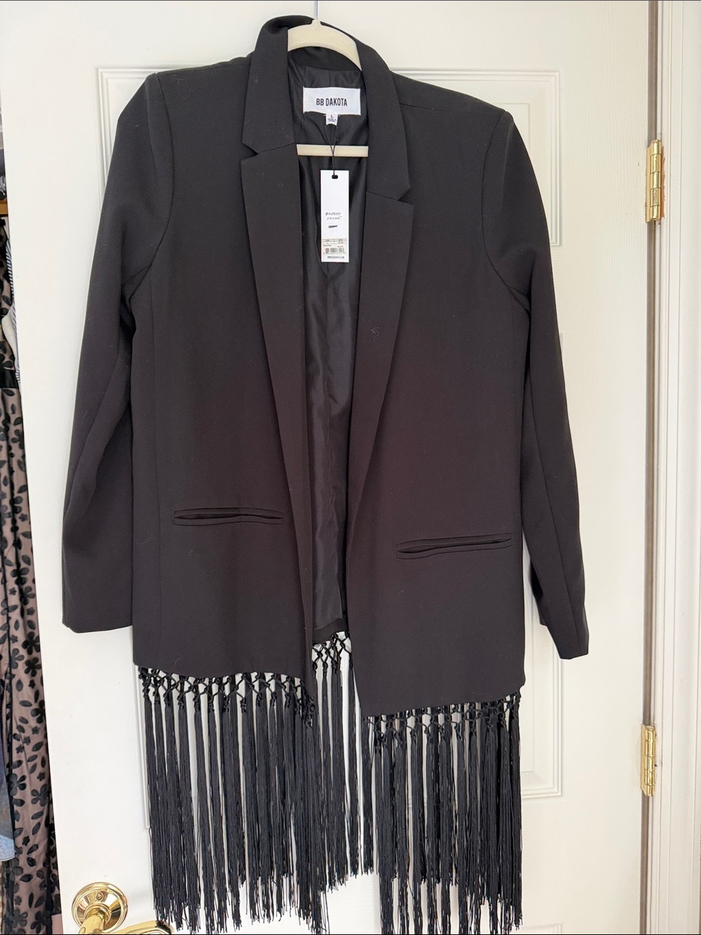 BB Dakota Black Fringe Hem Blazer